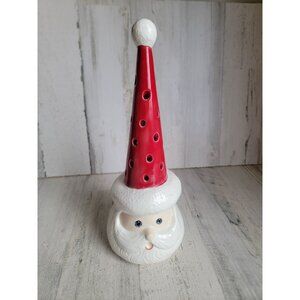 Vintage tall hat santa tea light cover blue eye‎ face Xmas decor